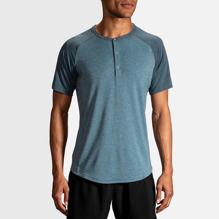 Brooks Cadence Australia - Men's Short Sleeve Running Shirt - Blue (095432-DQC)